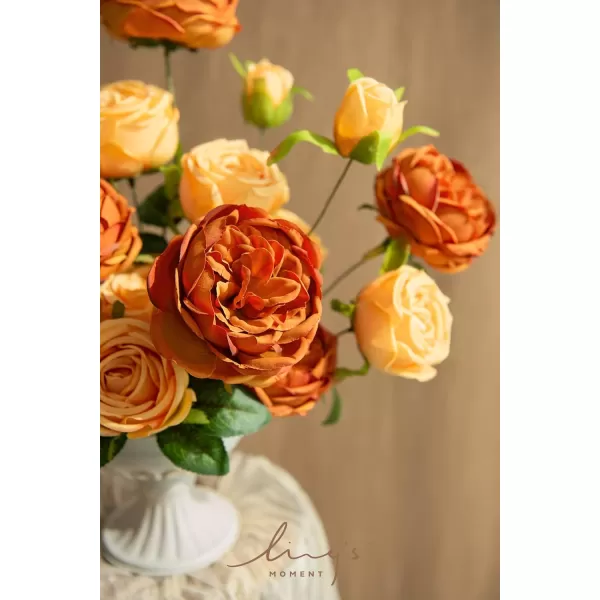 imageLings Moment Artificial Flowers Lavender Silk Austin Roses Silk Flowers Fake Roses wStem for Wedding Bouquets Centerpieces Garden Party Home DecorationTerracotta