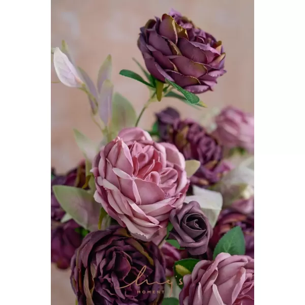 imageLings Moment Artificial Flowers Lavender Silk Austin Roses Silk Flowers Fake Roses wStem for Wedding Bouquets Centerpieces Garden Party Home DecorationLavender
