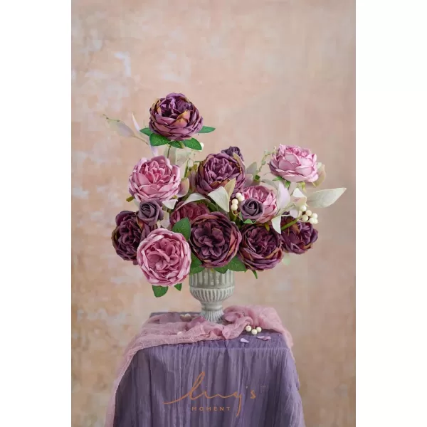 imageLings Moment Artificial Flowers Lavender Silk Austin Roses Silk Flowers Fake Roses wStem for Wedding Bouquets Centerpieces Garden Party Home DecorationLavender