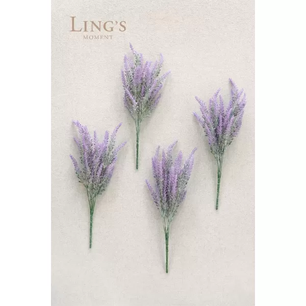 imageLings Moment Artificial Purple Lavender 4 Bushes Fake Lilac Flower for Wedding Bouquet DIY Table Centerpieces and Floral Arrangement DecorationPurple