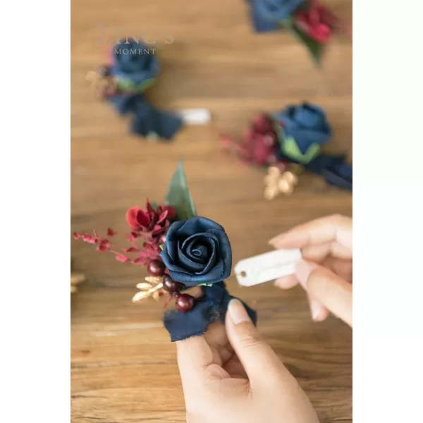 imageLings Moment Artificial Wedding Flowers 15quot Rose Buds and 2quot Petite Roses 25pcs Lilac ampamp Purple wStem for DIY Wedding Boutonniere Wrist Corsages Bouquets Centerpieces ArrangementsNavy Blue