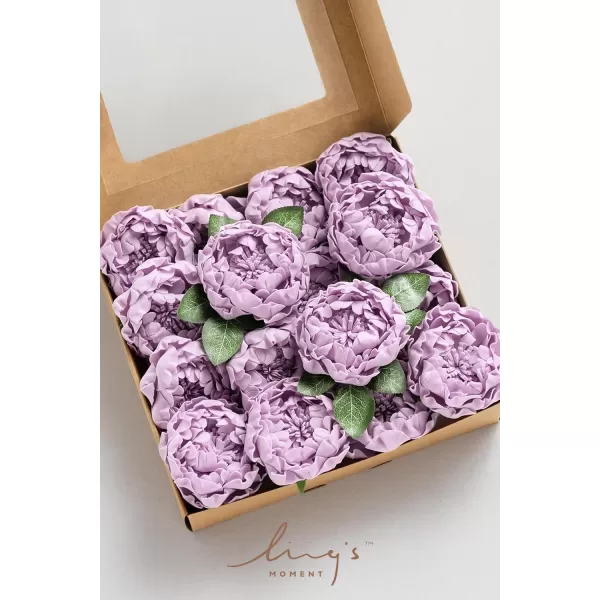 imageLings Moment Flowers 16pcs Peonies Artificial Flowers Lilac Flowers with Stem Fake Flowers Foam Faux Peony Flowers for Decorations DIY Wedding Bouquets Centerpieces BoutonnieresLilac