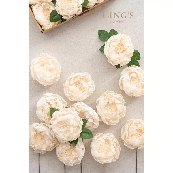 imageLings Moment Flowers 16pcs Peonies Artificial Flowers Lilac Flowers with Stem Fake Flowers Foam Faux Peony Flowers for Decorations DIY Wedding Bouquets Centerpieces BoutonnieresCream