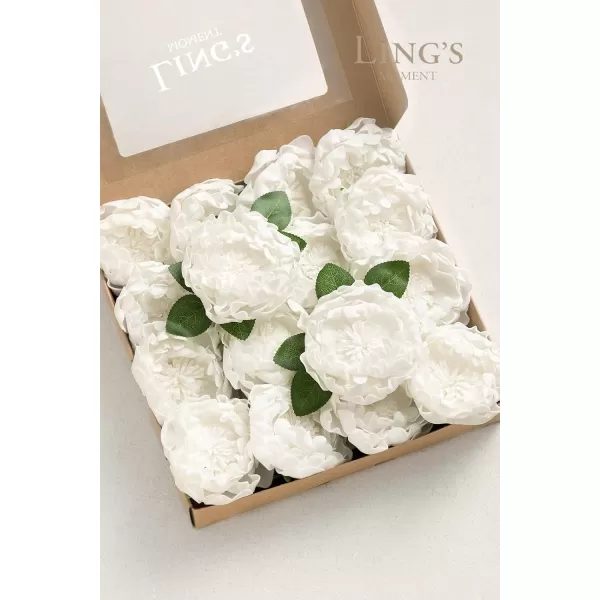 imageLings Moment Flowers 16pcs Peonies Artificial Flowers Lilac Flowers with Stem Fake Flowers Foam Faux Peony Flowers for Decorations DIY Wedding Bouquets Centerpieces BoutonnieresWhite