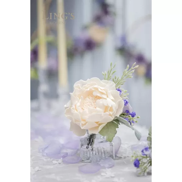 imageLings Moment Flowers 16pcs Peonies Artificial Flowers Lilac Flowers with Stem Fake Flowers Foam Faux Peony Flowers for Decorations DIY Wedding Bouquets Centerpieces BoutonnieresCream