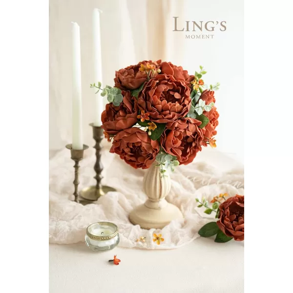 imageLings Moment Flowers 16pcs Peonies Artificial Flowers Lilac Flowers with Stem Fake Flowers Foam Faux Peony Flowers for Decorations DIY Wedding Bouquets Centerpieces BoutonnieresBurnt Orange