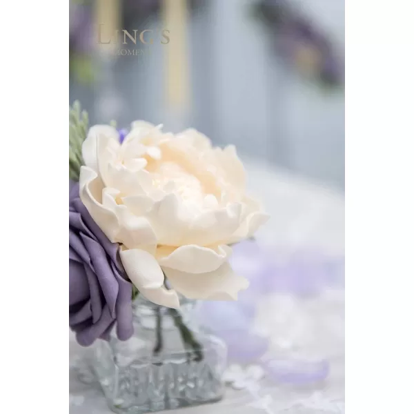 imageLings Moment Flowers 16pcs Peonies Artificial Flowers Lilac Flowers with Stem Fake Flowers Foam Faux Peony Flowers for Decorations DIY Wedding Bouquets Centerpieces BoutonnieresCream