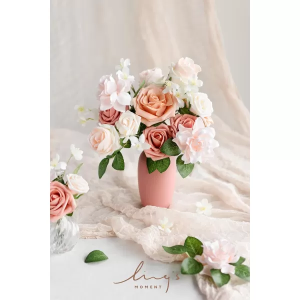 imageLings Moment Flowers 25pcs Fake Gardenia Lilac ampamp Purple Flowers Artificial Flowers with Stem Fake Flower for DIY Wedding Decorations Centerpieces Bouquets BoutonnieresPetal Pink