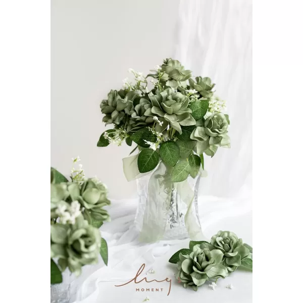 imageLings Moment Flowers 25pcs Fake Gardenia Lilac ampamp Purple Flowers Artificial Flowers with Stem Fake Flower for DIY Wedding Decorations Centerpieces Bouquets BoutonnieresElf Green