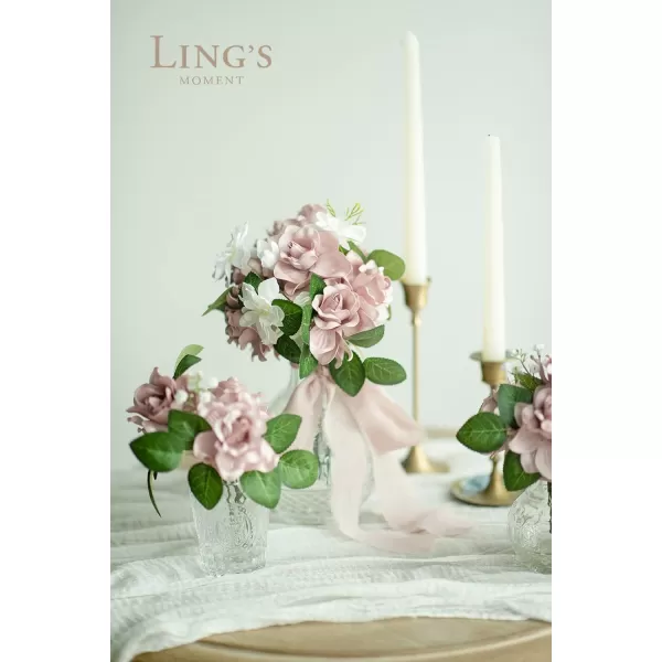 imageLings Moment Flowers 25pcs Fake Gardenia Lilac ampamp Purple Flowers Artificial Flowers with Stem Fake Flower for DIY Wedding Decorations Centerpieces Bouquets BoutonnieresDusty Rose