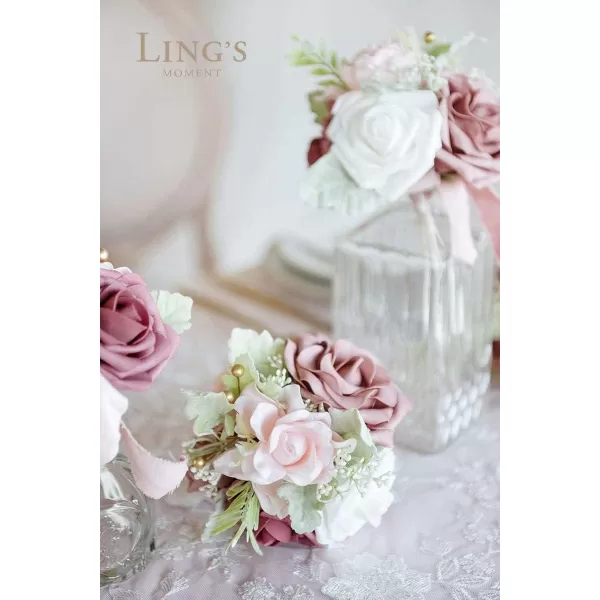 imageLings Moment Flowers 25pcs Fake Gardenia Lilac ampamp Purple Flowers Artificial Flowers with Stem Fake Flower for DIY Wedding Decorations Centerpieces Bouquets BoutonnieresPetal Pink