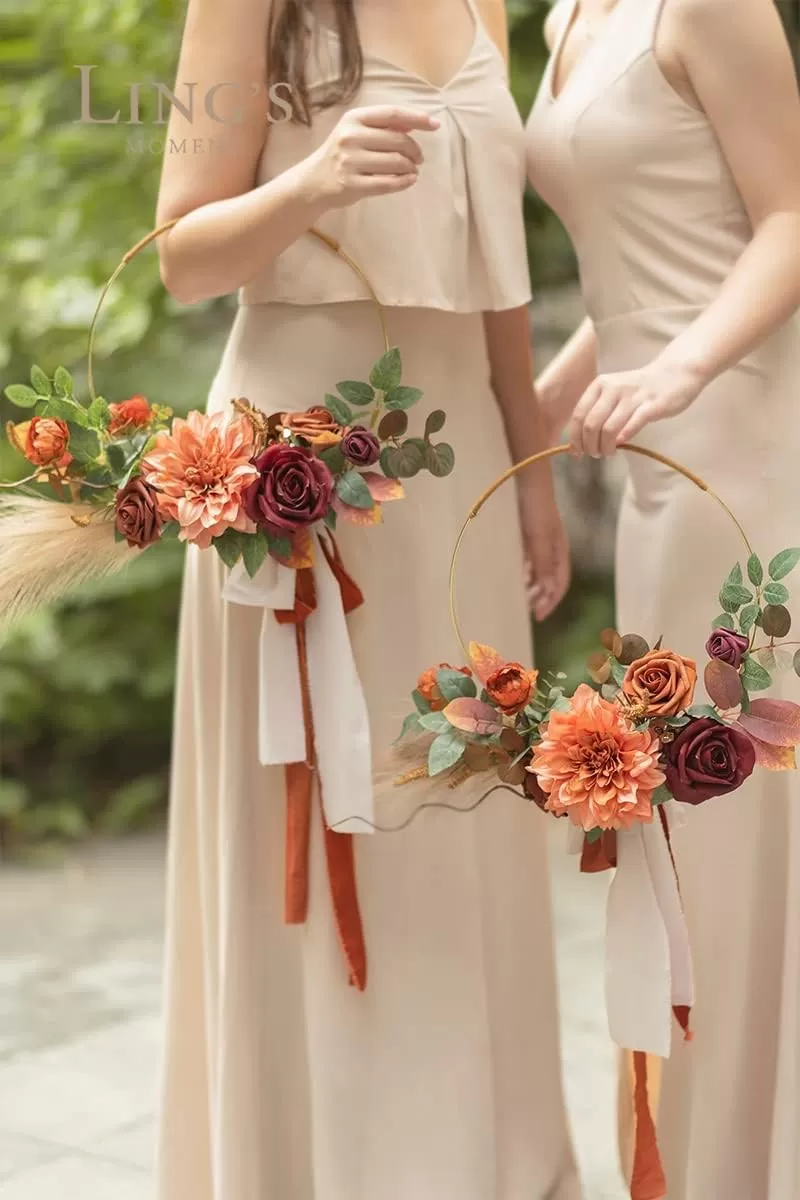 imageLings Moment Artificial Flowers 9pcs Silk Dahlia 55quot45quot Fake Flowers for DIY Wedding Craft Bouquets Centerpieces Arrangements Party Baby Shower Home Decorations Sunset TerracottaTerracottasilk