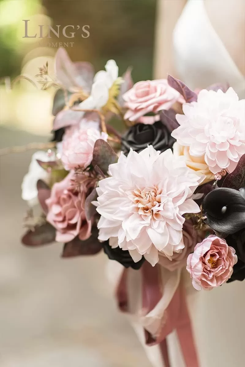 imageLings Moment Artificial Flowers 9pcs Silk Dahlia 55quot45quot Fake Flowers for DIY Wedding Craft Bouquets Centerpieces Arrangements Party Baby Shower Home Decorations Sunset TerracottaBlushsilk