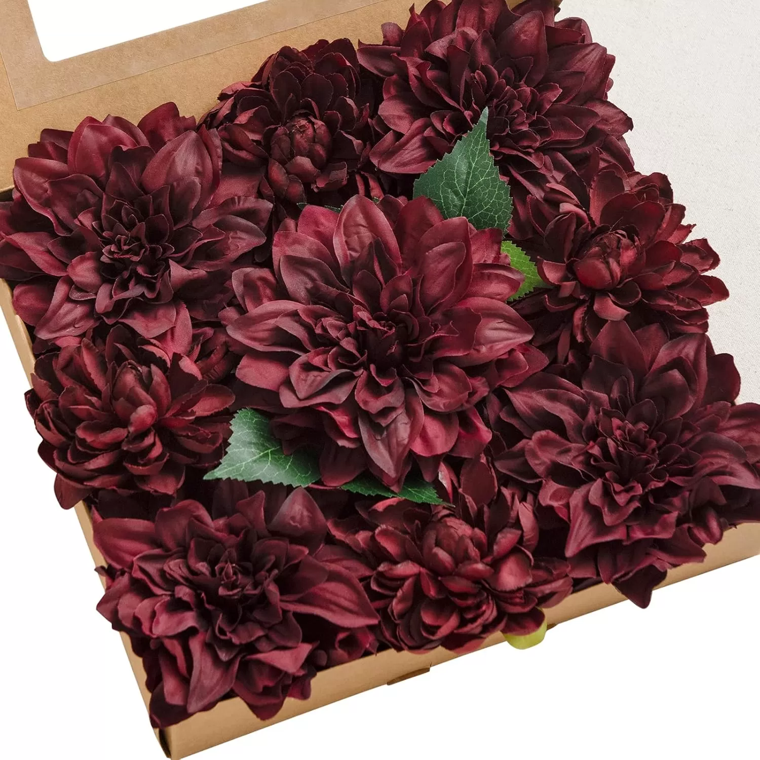 imageLings Moment Artificial Flowers 9pcs Silk Dahlia 55quot45quot Fake Flowers for DIY Wedding Craft Bouquets Centerpieces Arrangements Party Baby Shower Home Decorations Sunset TerracottaBurgundysilk