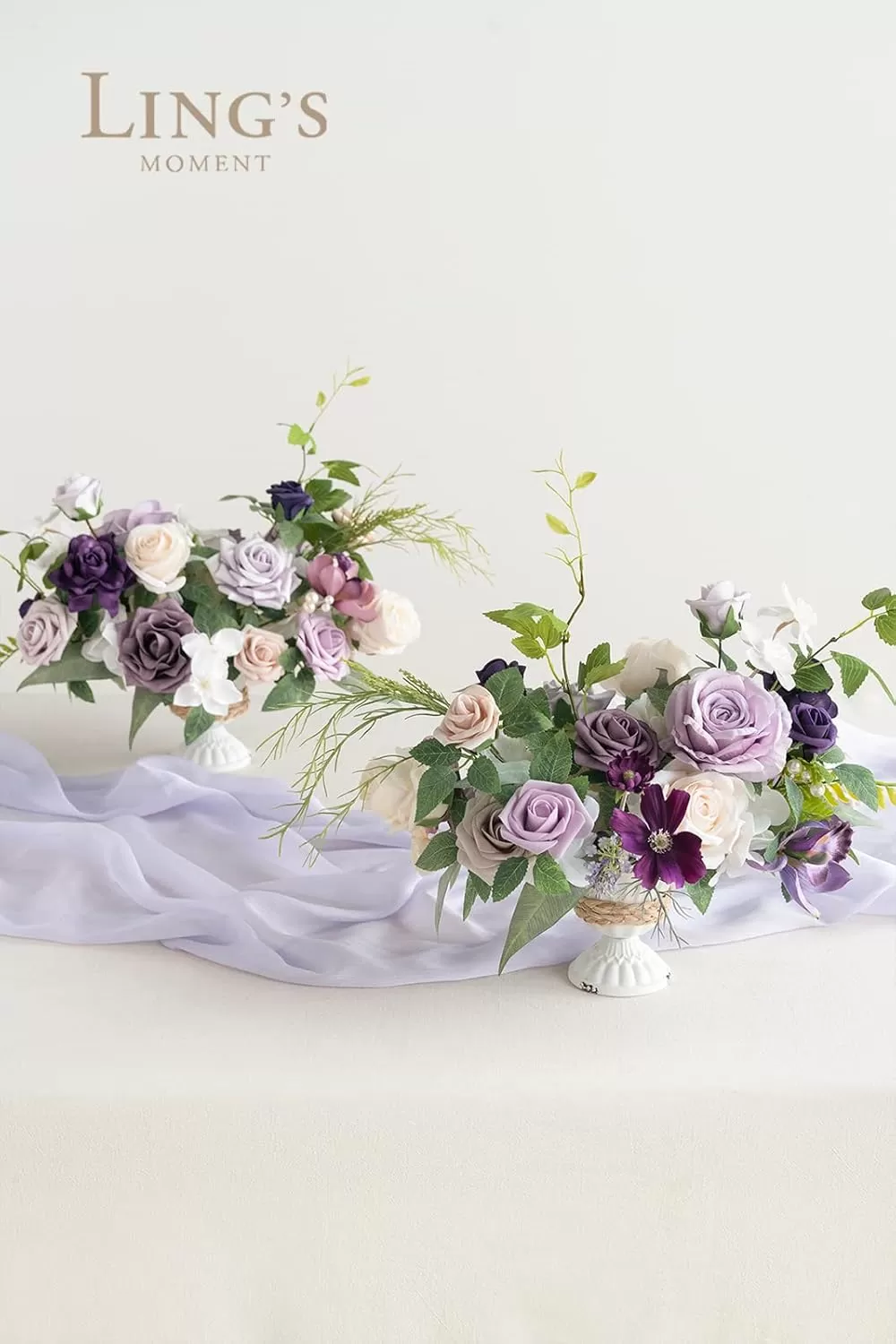 imageLings Moment Orange Clay ampamp Olive Green Artificial Flowers with Vase Wedding Decor Centerpiece Flower Potted for Ceremony Reception Tabletop Desk Flowers Mantel Archway Aisle Set of 2Lilac Gold