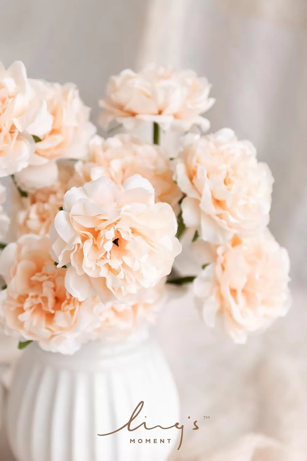 imageLings Moment Peony Artificial Flowers 15pcs Faux Silk Peonies for DIY Bouquet Bulk Fake Wedding Filler Flowers for Centerpieces Arrangements Bridal Shower Decorations PeachPeach