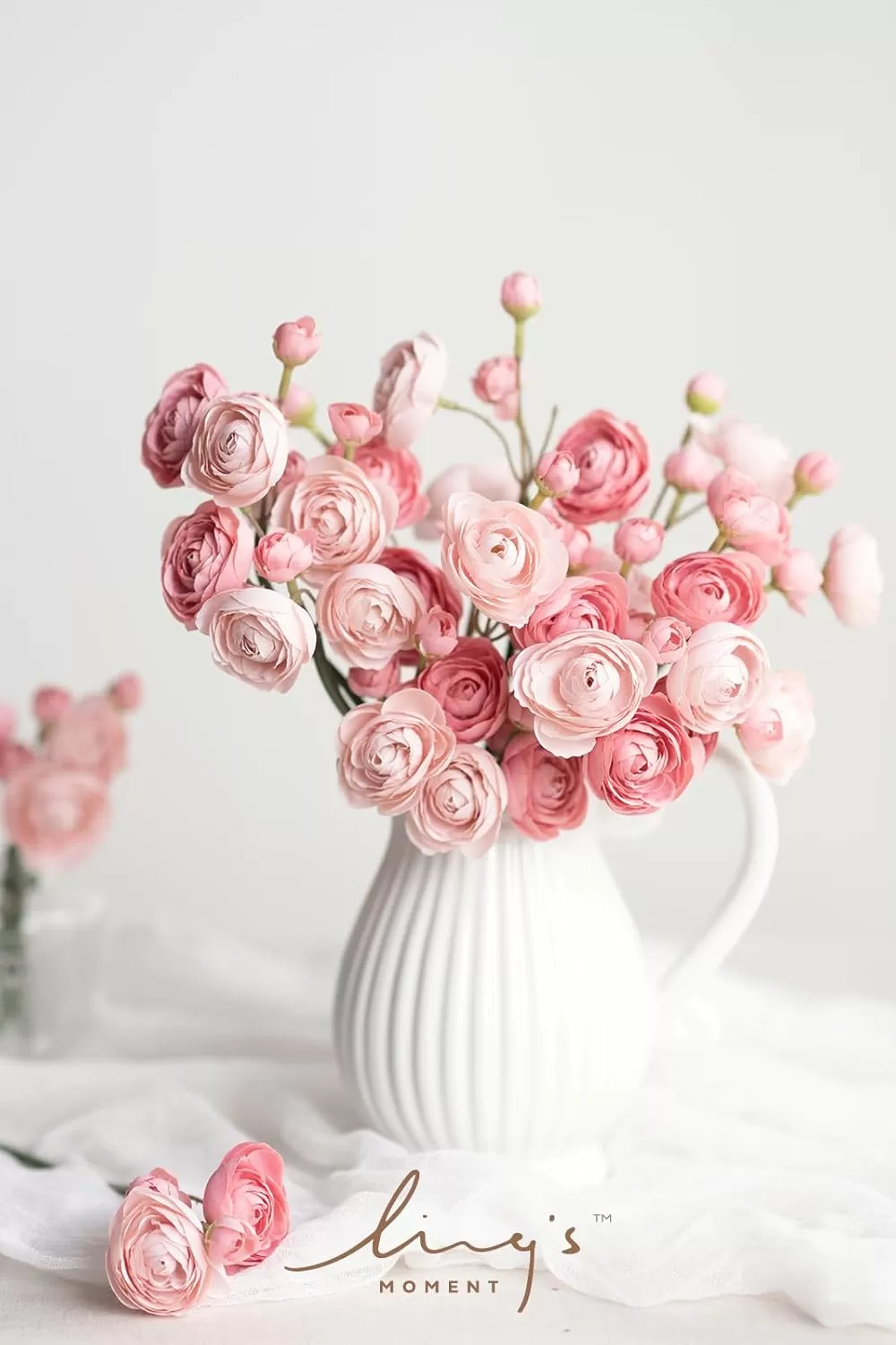 imageLings Moment Ranunculus Artificial Flower Faux Silk Mini Ranunculus Flowers for DIY Bouquet Bulk Fake Wedding Filler Flowers for Centerpieces Arrangements Bridal Shower Decorations Citrus OrangeDusty Rose