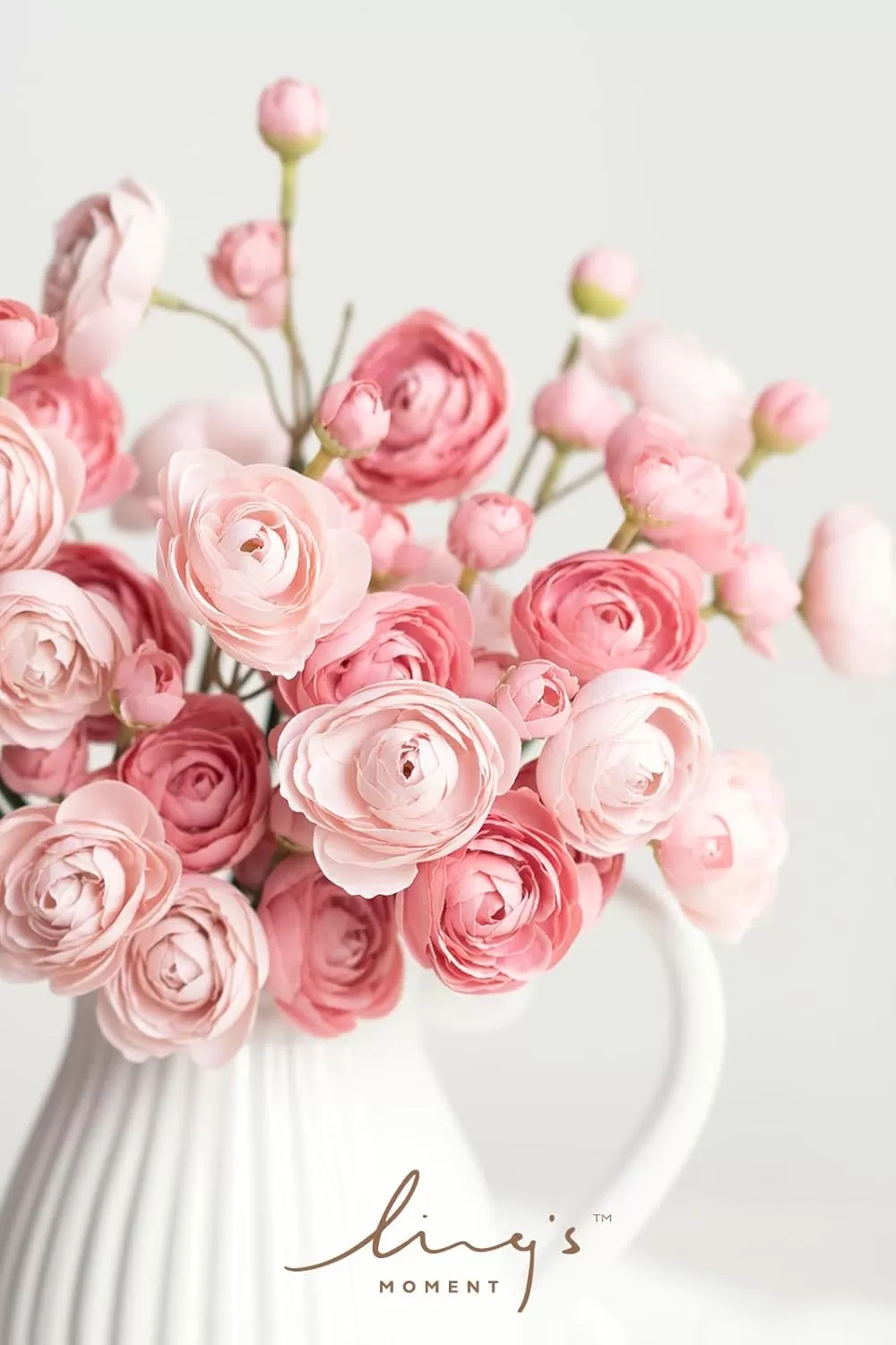 imageLings Moment Ranunculus Artificial Flower Faux Silk Mini Ranunculus Flowers for DIY Bouquet Bulk Fake Wedding Filler Flowers for Centerpieces Arrangements Bridal Shower Decorations Citrus OrangeDusty Rose