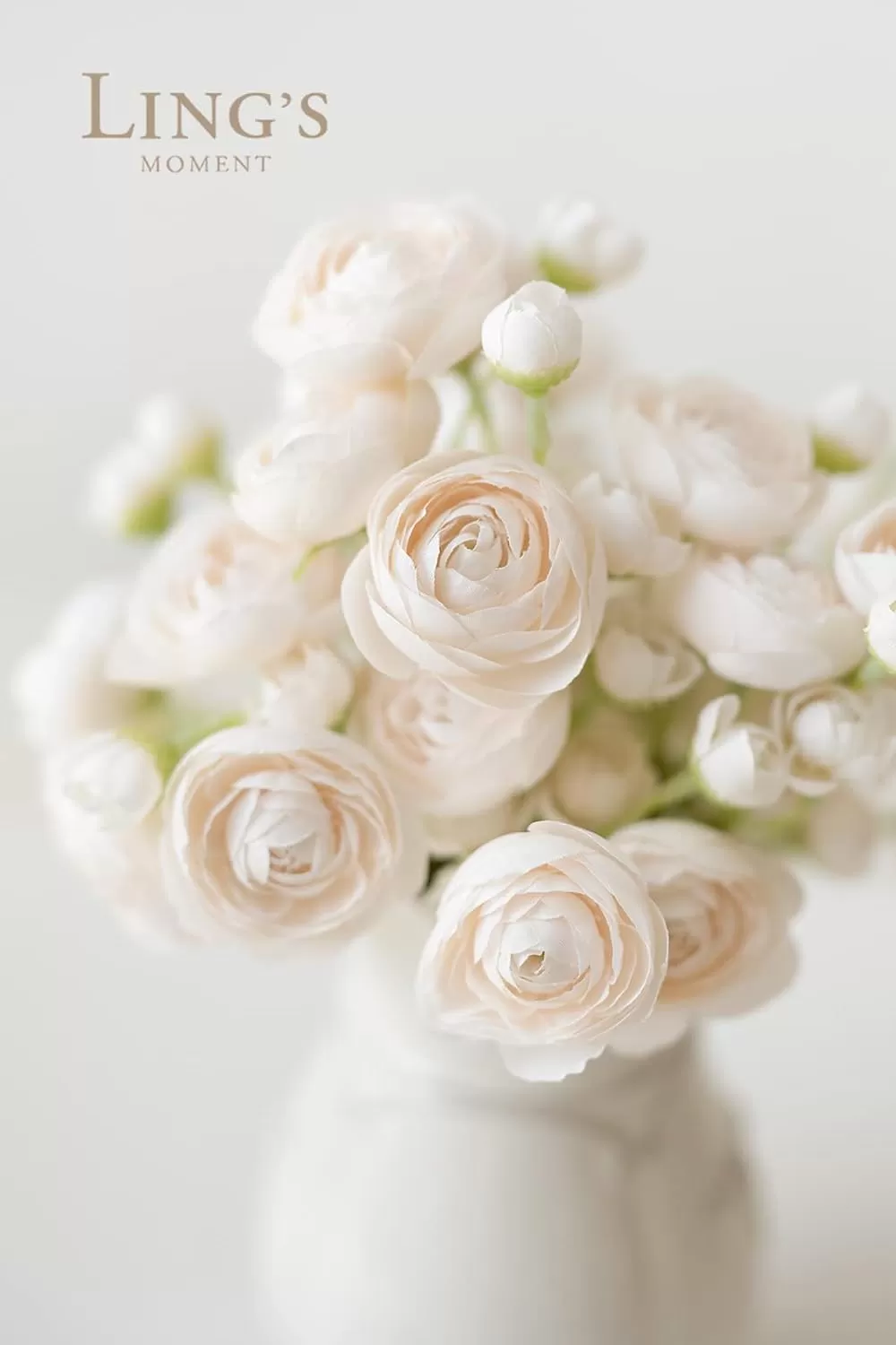 imageLings Moment Ranunculus Artificial Flower Faux Silk Mini Ranunculus Flowers for DIY Bouquet Bulk Fake Wedding Filler Flowers for Centerpieces Arrangements Bridal Shower Decorations Citrus OrangeCream