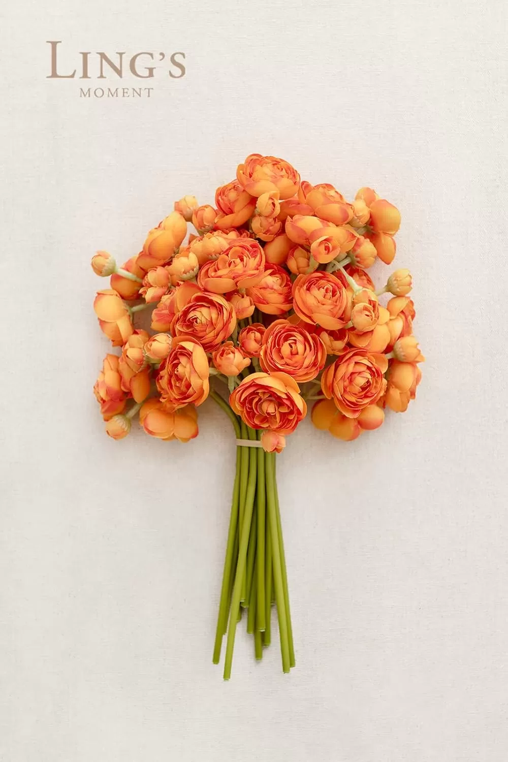 imageLings Moment Ranunculus Artificial Flower Faux Silk Mini Ranunculus Flowers for DIY Bouquet Bulk Fake Wedding Filler Flowers for Centerpieces Arrangements Bridal Shower Decorations Citrus OrangeCitrus Orange