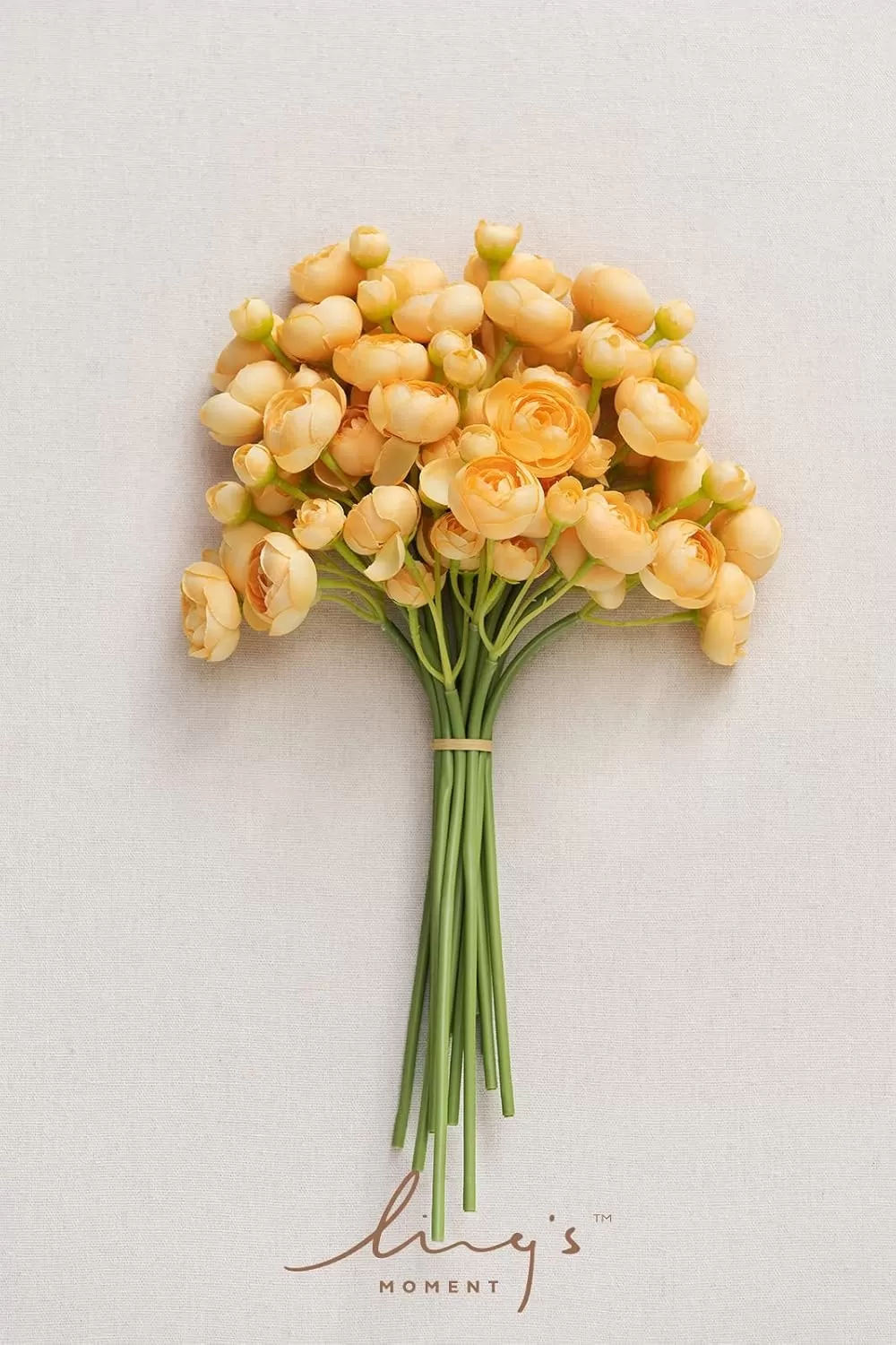 imageLings Moment Ranunculus Artificial Flower Faux Silk Mini Ranunculus Flowers for DIY Bouquet Bulk Fake Wedding Filler Flowers for Centerpieces Arrangements Bridal Shower Decorations Citrus OrangeFrench Yellow