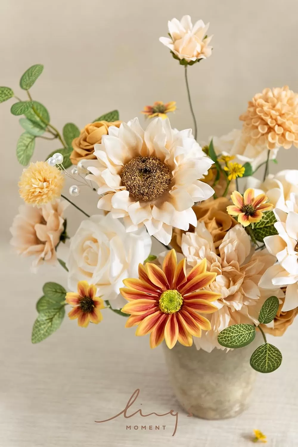 imageLings Moment Sunflower Artificial Flower Faux Silk Flowers for DIY Bouquet Bulk Fake Wedding Filler Flowers for Centerpieces Floral Arrangements Bridal Shower Table Decorations 9PCS