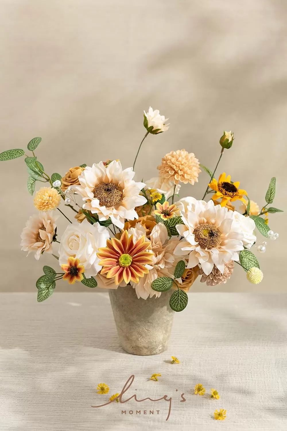 imageLings Moment Sunflower Artificial Flower Faux Silk Flowers for DIY Bouquet Bulk Fake Wedding Filler Flowers for Centerpieces Floral Arrangements Bridal Shower Table Decorations 9PCS