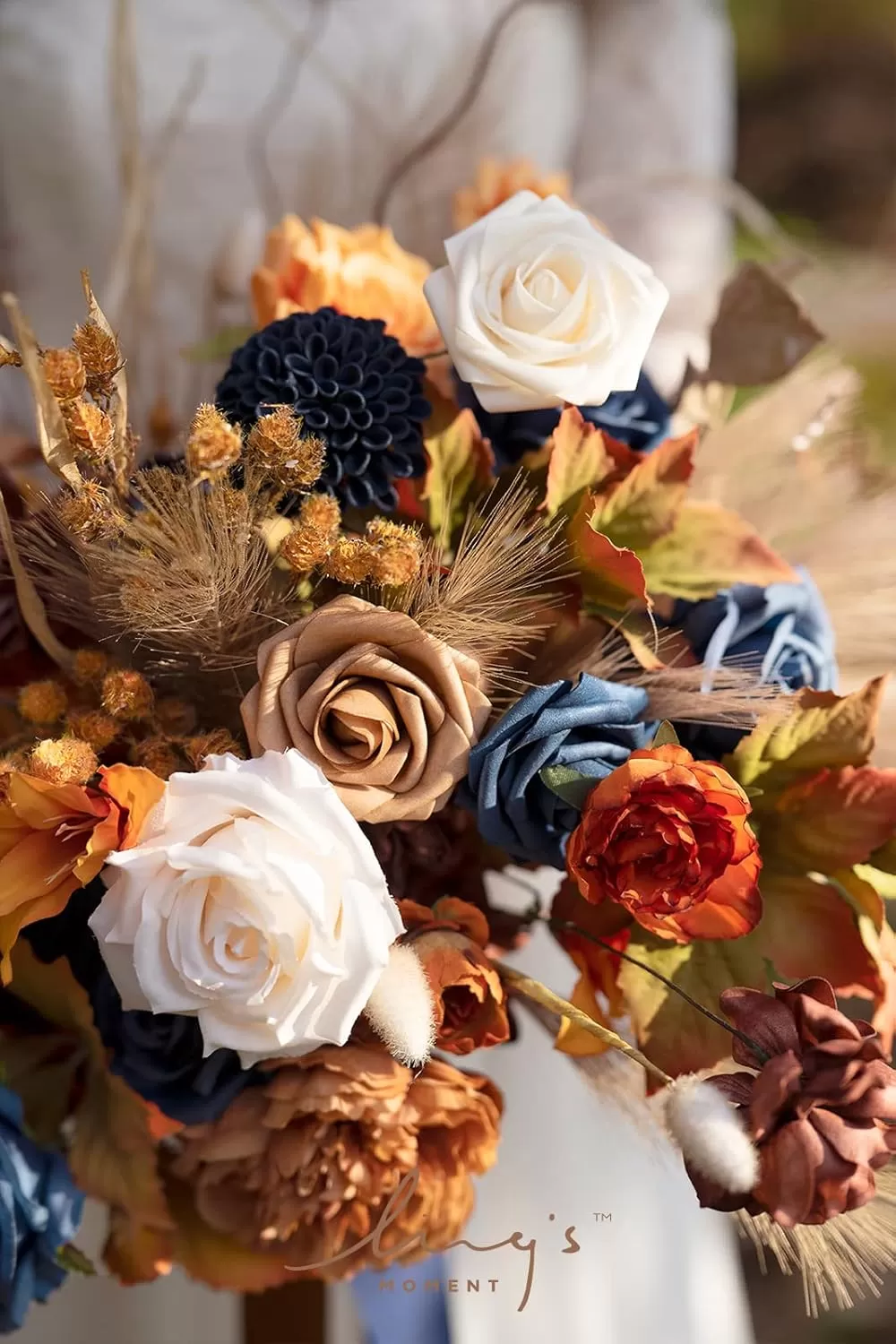 imageLings Moment Terracotta Artificial Flowers Greenery Deluxe Box Set Burnt Orange Fake Flower for DIY Wedding Bridal Bouquet Centerpieces Decor Floral Arrangement Decor etcOrange  Navy