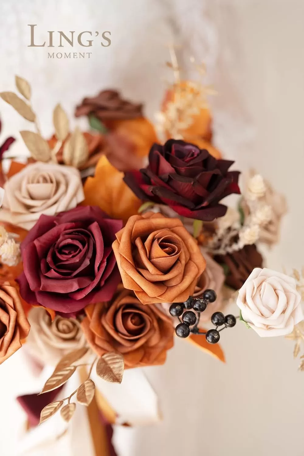 imageLings Moment Terracotta Artificial Flowers Greenery Deluxe Box Set Burnt Orange Fake Flower for DIY Wedding Bridal Bouquet Centerpieces Decor Floral Arrangement Decor etcBurnt Orange  Marsala