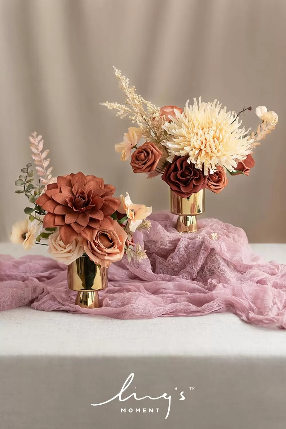 imageLings Moment Terracotta Artificial Flowers Greenery Deluxe Box Set Burnt Orange Fake Flower for DIY Wedding Bridal Bouquet Centerpieces Decor Floral Arrangement Decor etcMandarin  Orange