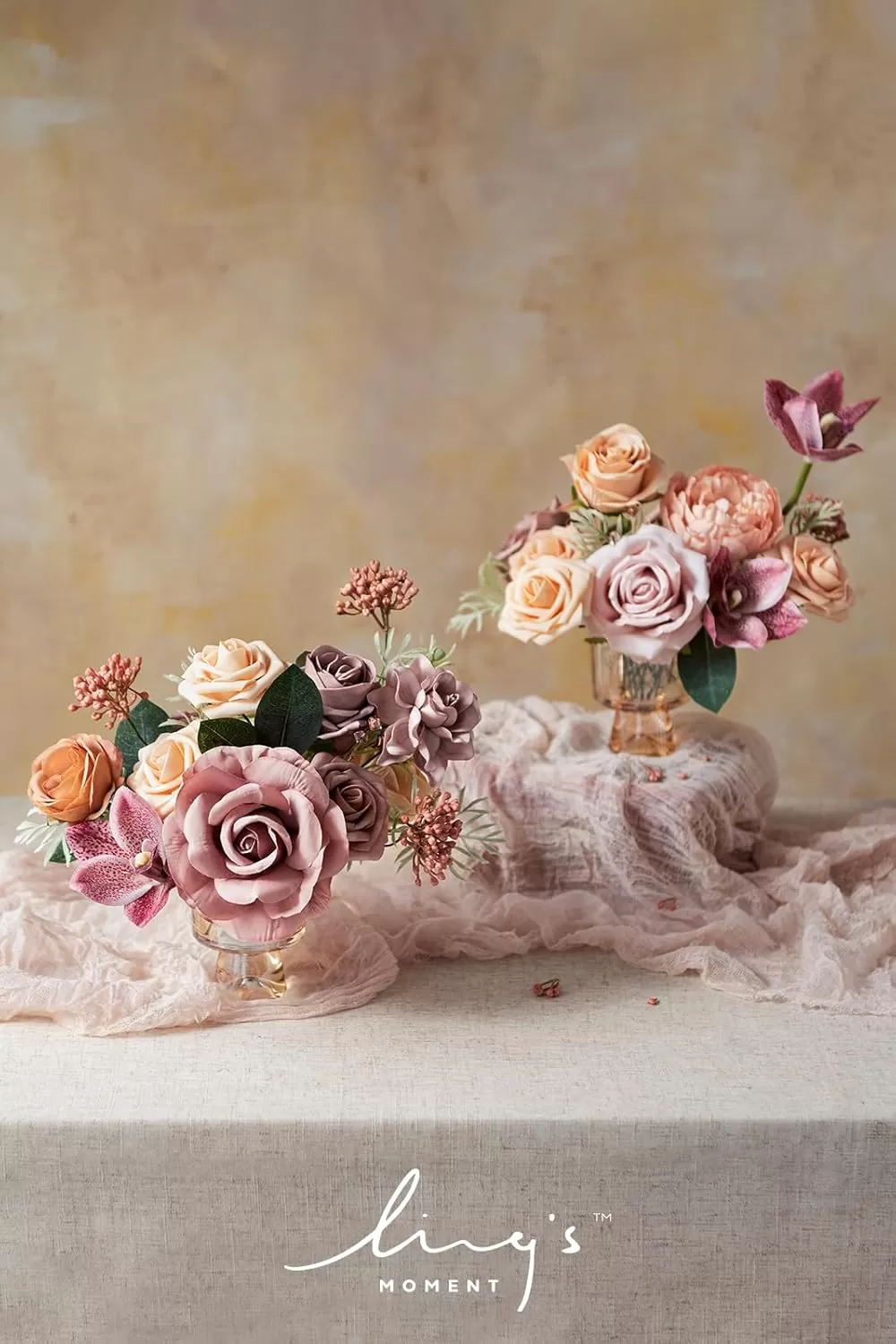 imageLings Moment Terracotta Artificial Flowers Greenery Deluxe Box Set Burnt Orange Fake Flower for DIY Wedding Bridal Bouquet Centerpieces Decor Floral Arrangement Decor etcDusty Rose  Peach