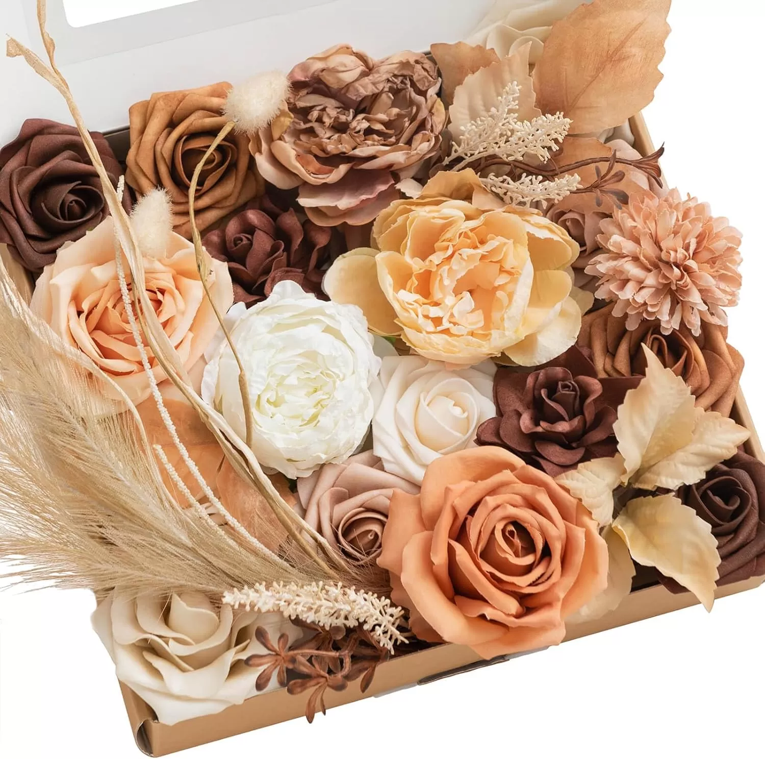 imageLings Moment Terracotta Artificial Flowers Greenery Deluxe Box Set Burnt Orange Fake Flower for DIY Wedding Bridal Bouquet Centerpieces Decor Floral Arrangement Decor etcBoho  Sepia