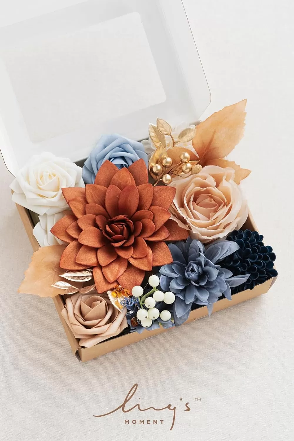 imageLings Moment Terracotta Artificial Flowers Greenery Deluxe Box Set Burnt Orange Fake Flower for DIY Wedding Bridal Bouquet Centerpieces Decor Floral Arrangement Decor etcBurnt Orange  Navy