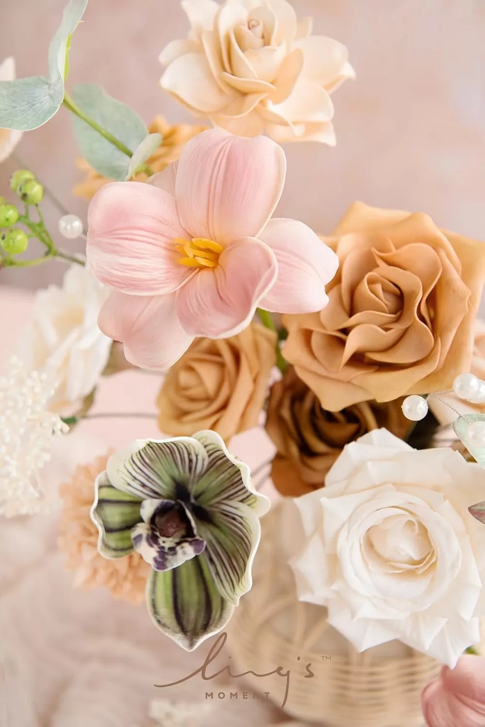 imageLings Moment Terracotta Artificial Flowers Greenery Deluxe Box Set Burnt Orange Fake Flower for DIY Wedding Bridal Bouquet Centerpieces Decor Floral Arrangement Decor etcApricot  Peach