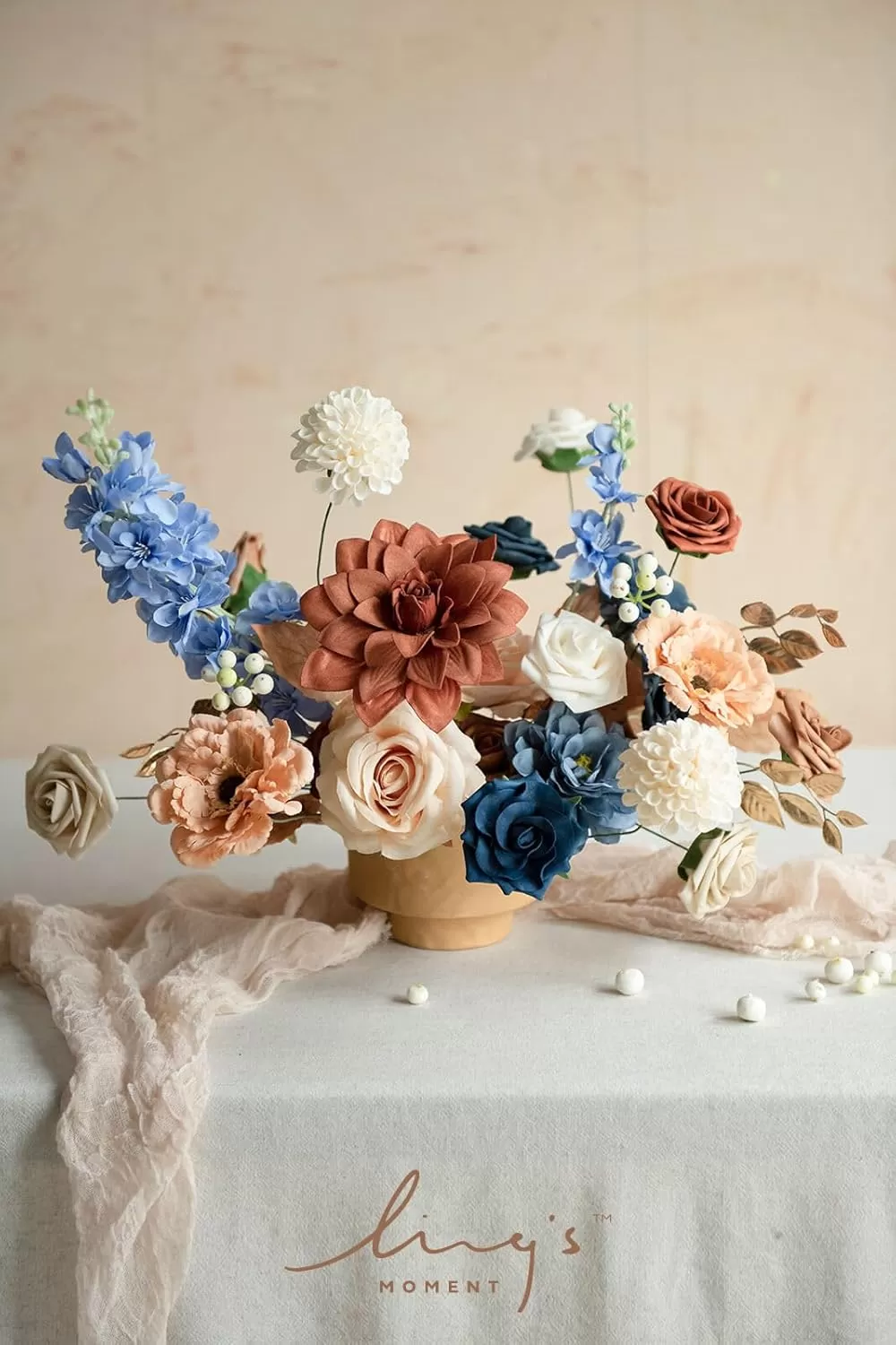 imageLings Moment Terracotta Artificial Flowers Greenery Deluxe Box Set Burnt Orange Fake Flower for DIY Wedding Bridal Bouquet Centerpieces Decor Floral Arrangement Decor etcBurnt Orange  Navy