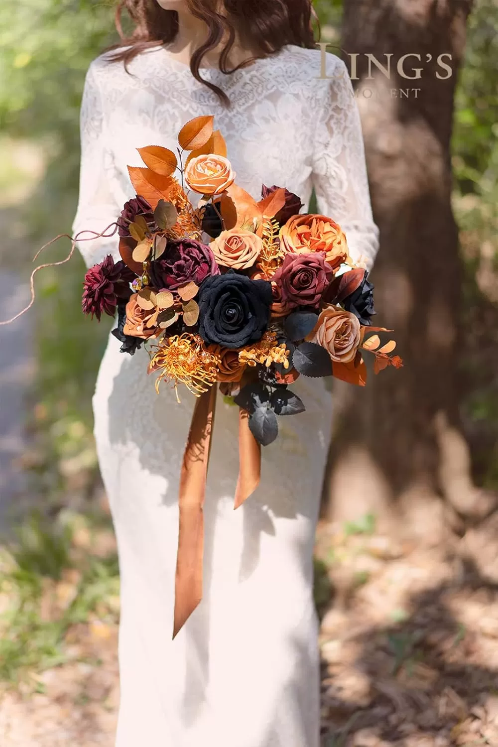imageLings Moment Terracotta Artificial Flowers Greenery Deluxe Box Set Burnt Orange Fake Flower for DIY Wedding Bridal Bouquet Centerpieces Decor Floral Arrangement Decor etcBlack  Orange