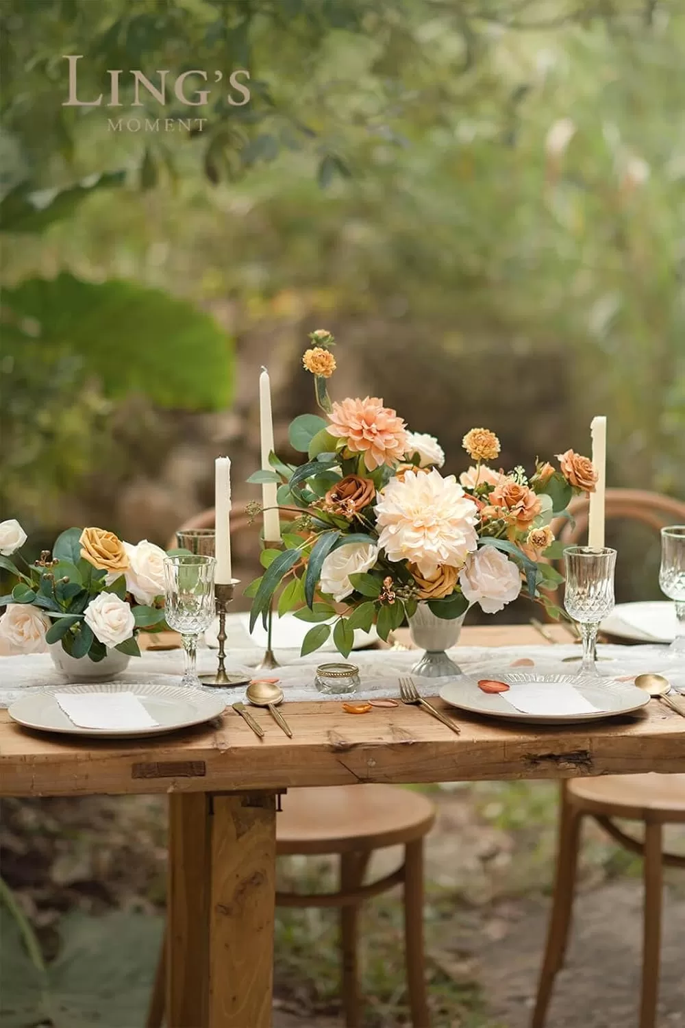 imageLings Moment Terracotta Artificial Flowers Greenery Deluxe Box Set Burnt Orange Fake Flower for DIY Wedding Bridal Bouquet Centerpieces Decor Floral Arrangement Decor etcCream  Apricot