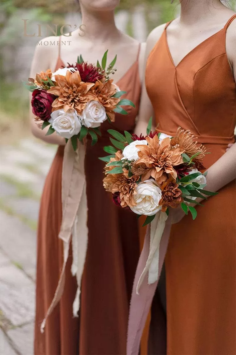imageLings Moment Terracotta Artificial Flowers Greenery Deluxe Box Set Burnt Orange Fake Flower for DIY Wedding Bridal Bouquet Centerpieces Decor Floral Arrangement Decor etcTerracotta  Burgundy
