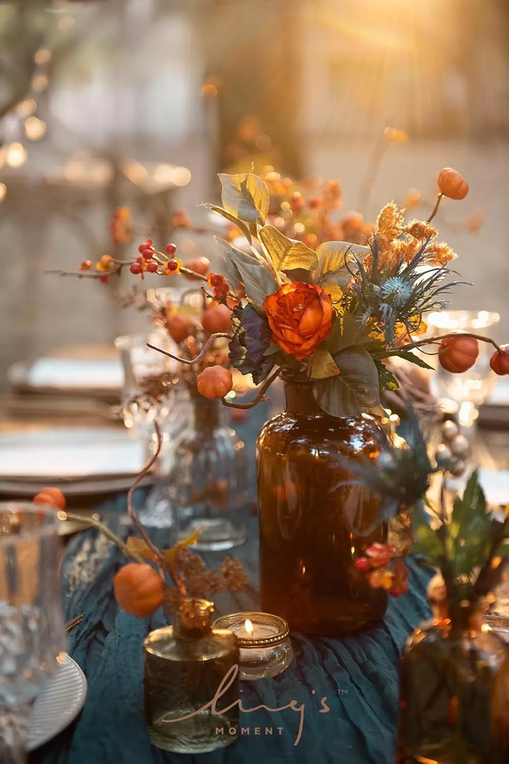 imageLings Moment Terracotta Artificial Flowers Greenery Deluxe Box Set Burnt Orange Fake Flower for DIY Wedding Bridal Bouquet Centerpieces Decor Floral Arrangement Decor etcTeal  Burnt Orange