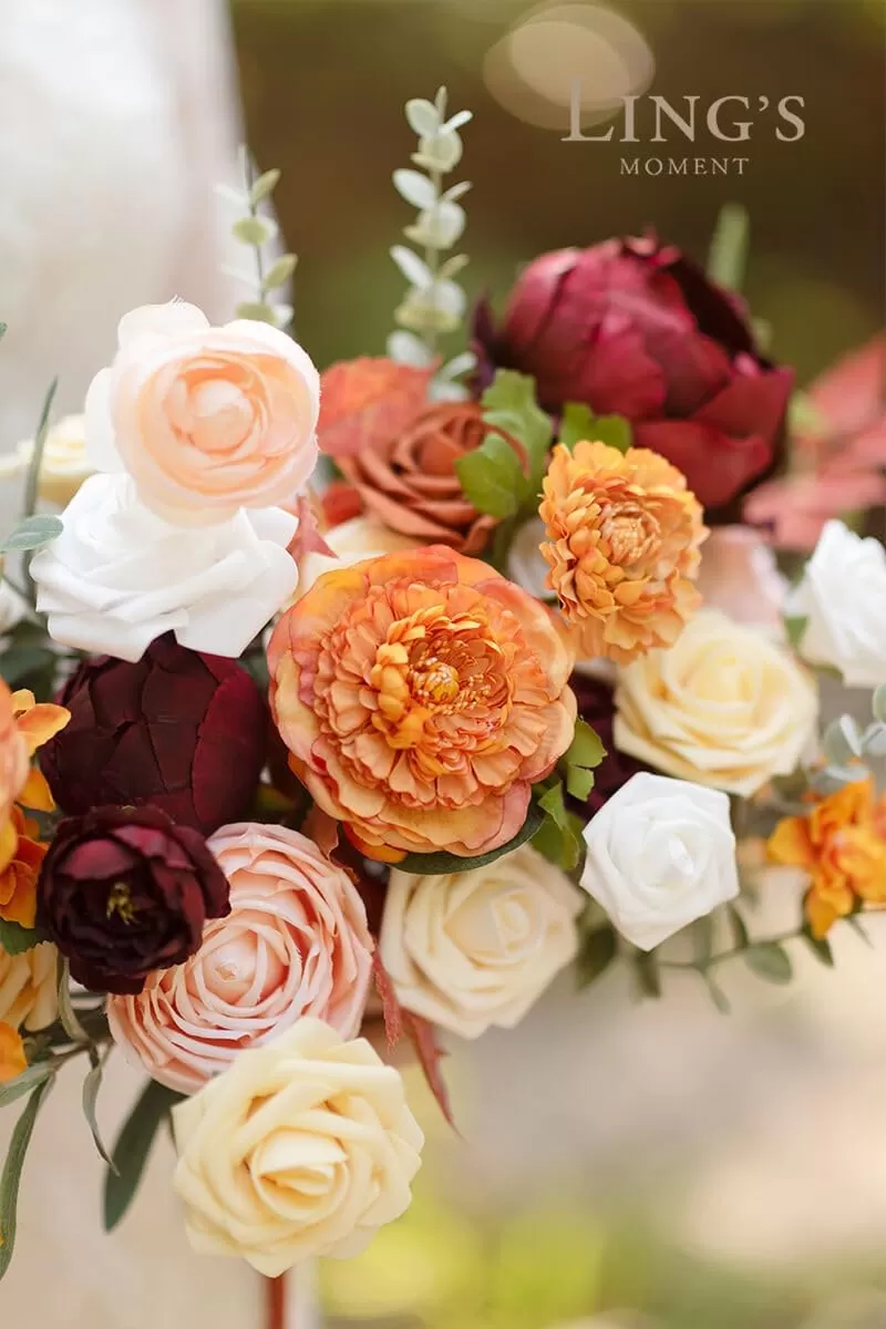 imageLings Moment Terracotta Artificial Flowers Greenery Deluxe Box Set Burnt Orange Fake Flower for DIY Wedding Bridal Bouquet Centerpieces Decor Floral Arrangement Decor etcOrange  French Yellow