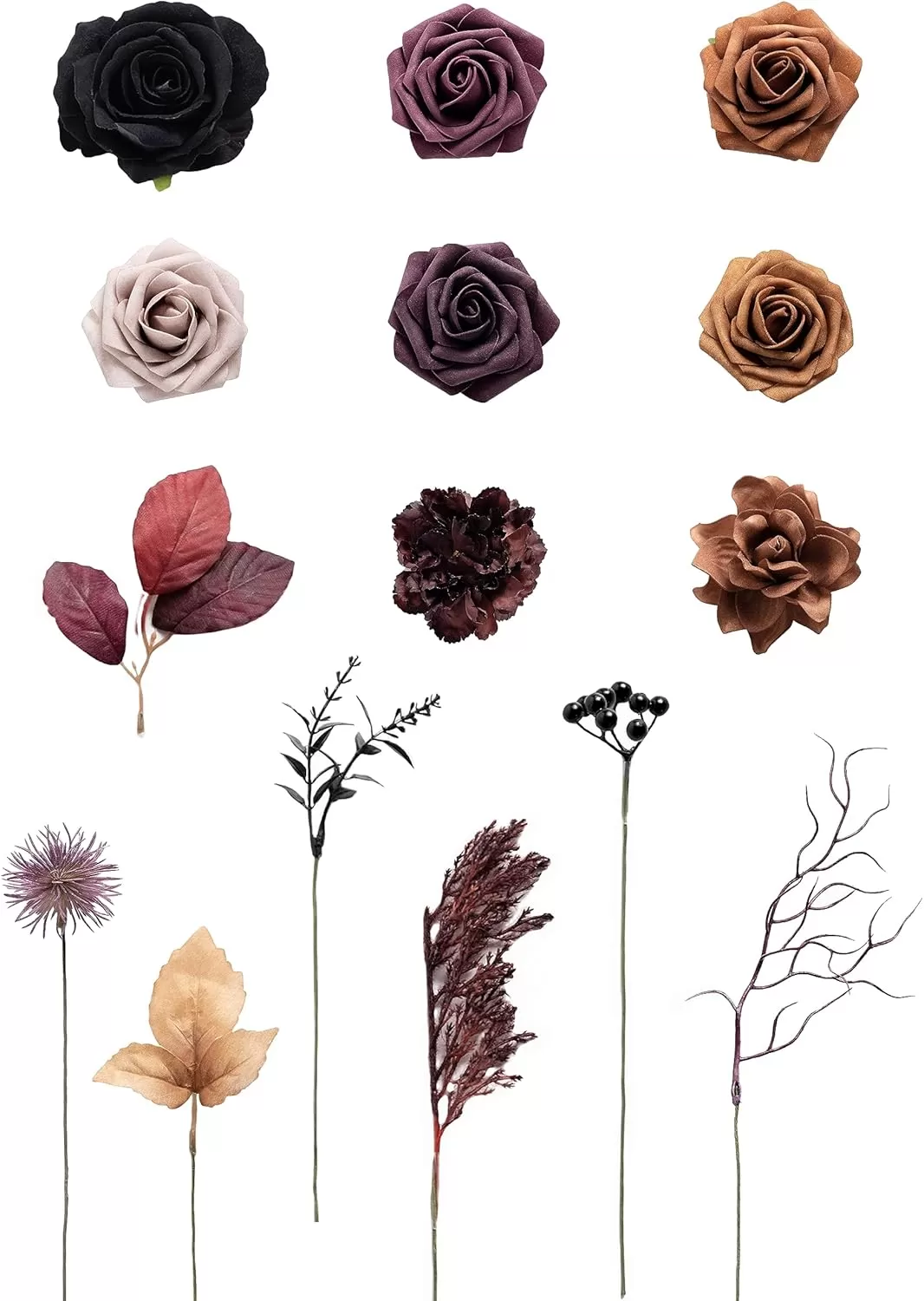 imageLings Moment Terracotta Artificial Flowers Greenery Deluxe Box Set Burnt Orange Fake Flower for DIY Wedding Bridal Bouquet Centerpieces Decor Floral Arrangement Decor etcBlack  Orange  Purple
