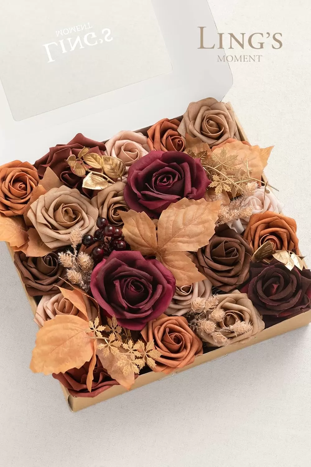 imageLings Moment Terracotta Artificial Flowers Greenery Deluxe Box Set Burnt Orange Fake Flower for DIY Wedding Bridal Bouquet Centerpieces Decor Floral Arrangement Decor etcBurnt Orange  Marsala