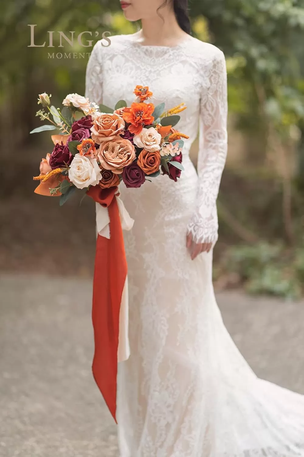 imageLings Moment Terracotta Artificial Flowers Greenery Deluxe Box Set Burnt Orange Fake Flower for DIY Wedding Bridal Bouquet Centerpieces Decor Floral Arrangement Decor etcOrange  Burgundy