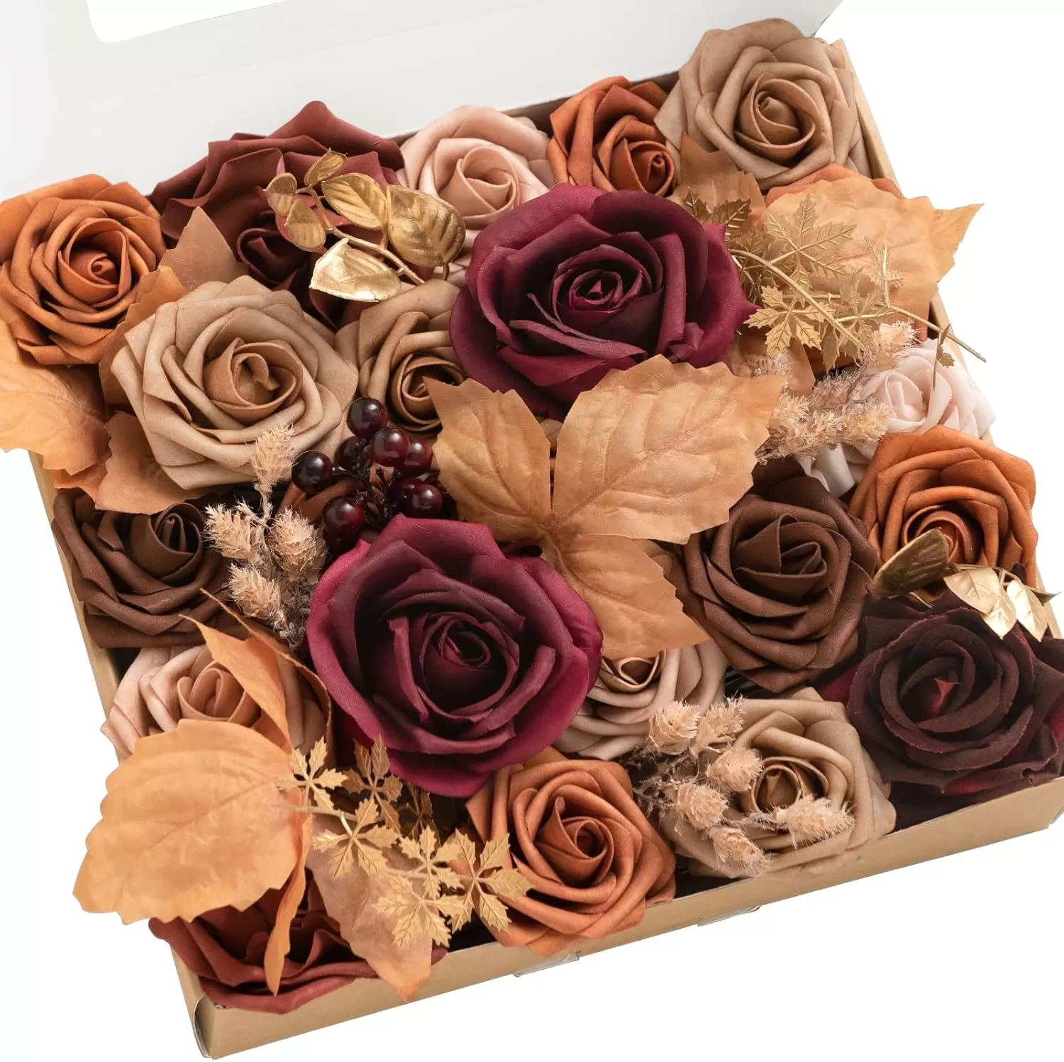 imageLings Moment Terracotta Artificial Flowers Greenery Deluxe Box Set Burnt Orange Fake Flower for DIY Wedding Bridal Bouquet Centerpieces Decor Floral Arrangement Decor etcBurnt Orange  Marsala