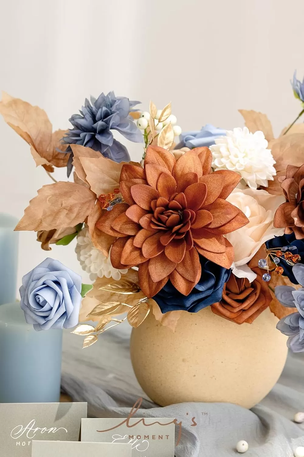 imageLings Moment Terracotta Artificial Flowers Greenery Deluxe Box Set Burnt Orange Fake Flower for DIY Wedding Bridal Bouquet Centerpieces Decor Floral Arrangement Decor etcBurnt Orange  Navy