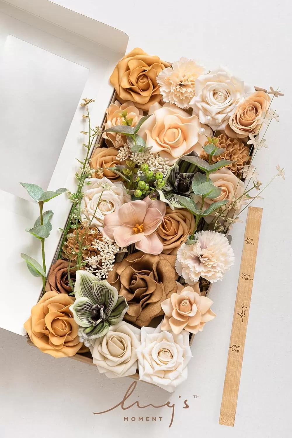 imageLings Moment Terracotta Artificial Flowers Greenery Deluxe Box Set Burnt Orange Fake Flower for DIY Wedding Bridal Bouquet Centerpieces Decor Floral Arrangement Decor etcApricot  Peach