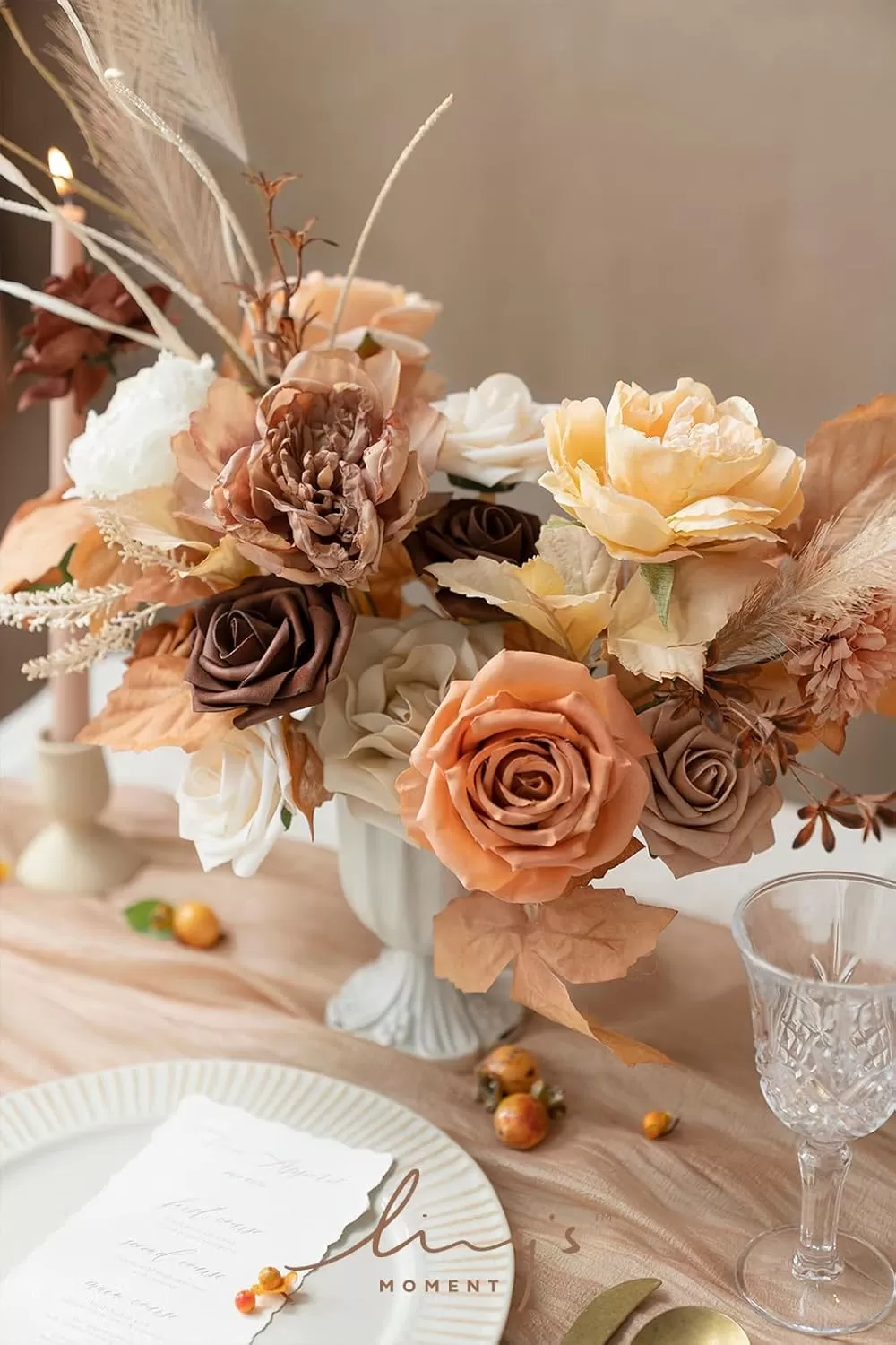 imageLings Moment Terracotta Artificial Flowers Greenery Deluxe Box Set Burnt Orange Fake Flower for DIY Wedding Bridal Bouquet Centerpieces Decor Floral Arrangement Decor etcBoho  Sepia