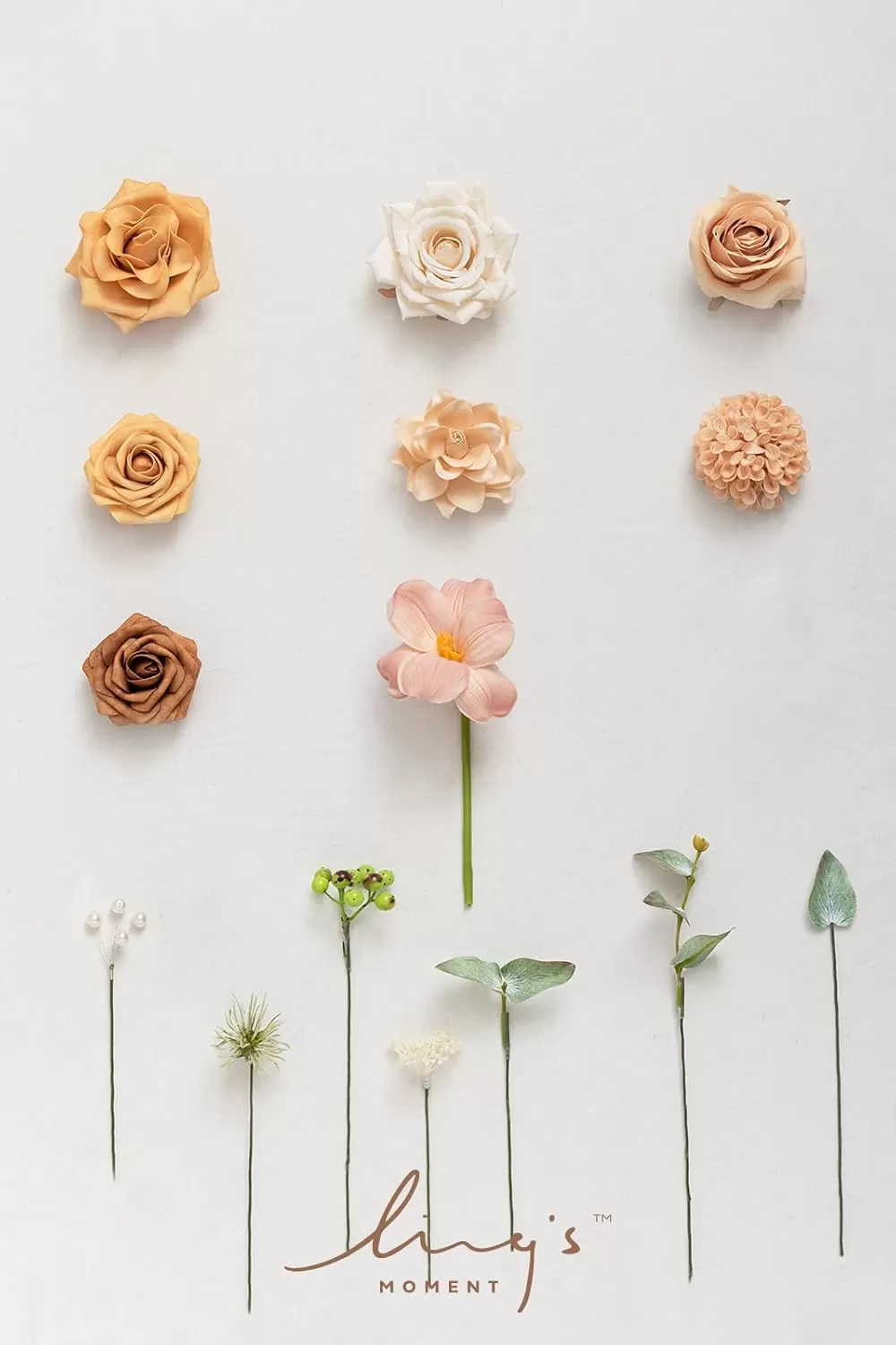 imageLings Moment Terracotta Artificial Flowers Greenery Deluxe Box Set Burnt Orange Fake Flower for DIY Wedding Bridal Bouquet Centerpieces Decor Floral Arrangement Decor etcApricot  Peach