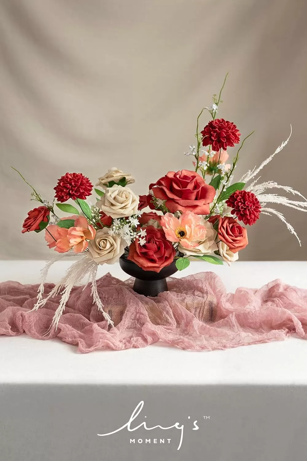 imageLings Moment Terracotta Artificial Flowers Greenery Deluxe Box Set Burnt Orange Fake Flower for DIY Wedding Bridal Bouquet Centerpieces Decor Floral Arrangement Decor etcBlood Orange  Tawny Beige