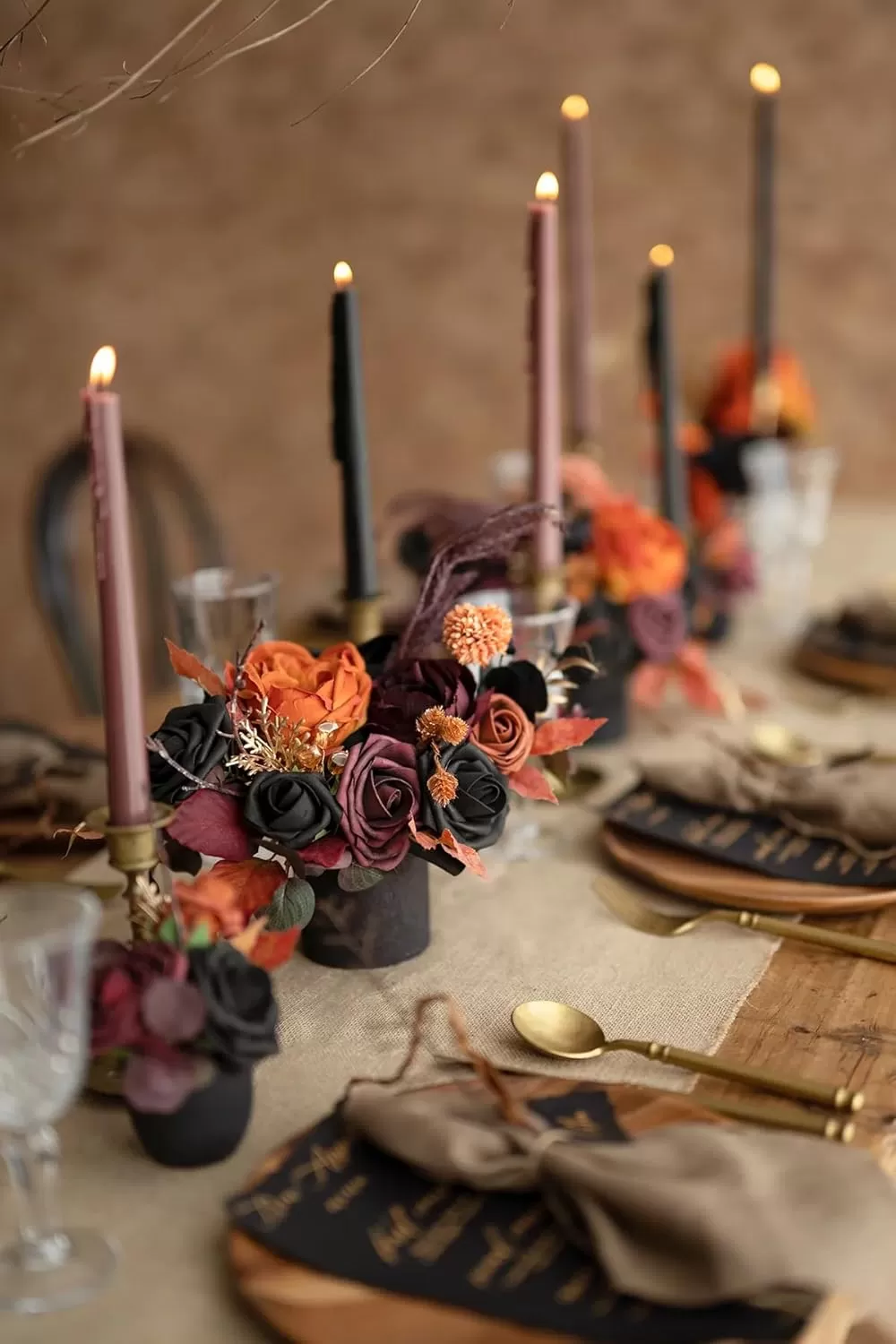 imageLings Moment Terracotta Artificial Flowers Greenery Deluxe Box Set Burnt Orange Fake Flower for DIY Wedding Bridal Bouquet Centerpieces Decor Floral Arrangement Decor etcBlack  Orange
